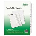 Avery Dennison Office Ess, TABLE 'N TABS DIVIDERS, 12-TAB, 1 TO 12, 11 X 8.5, WHITE 11672